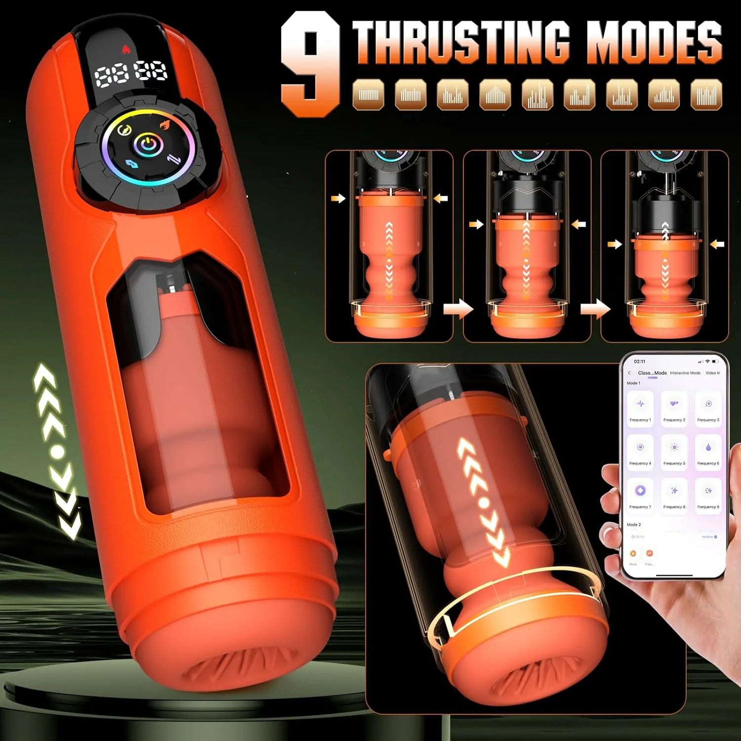 PO4 - 5 in 1 AI Automatic Stroker with 9 Vibrating & Licking & Thrusting & Sucking Modes