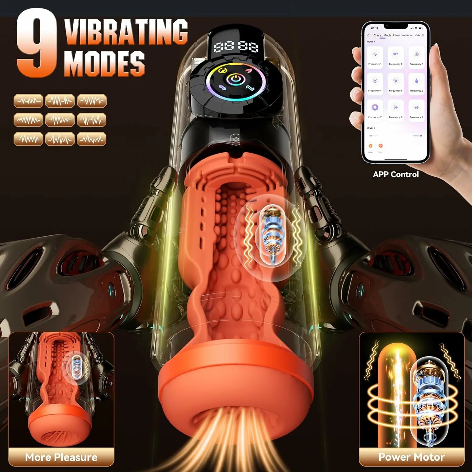 PT12 - 5 in 1 AI Automatic Stroker with 9 Vibrating & Licking & Thrusting & Sucking Modes