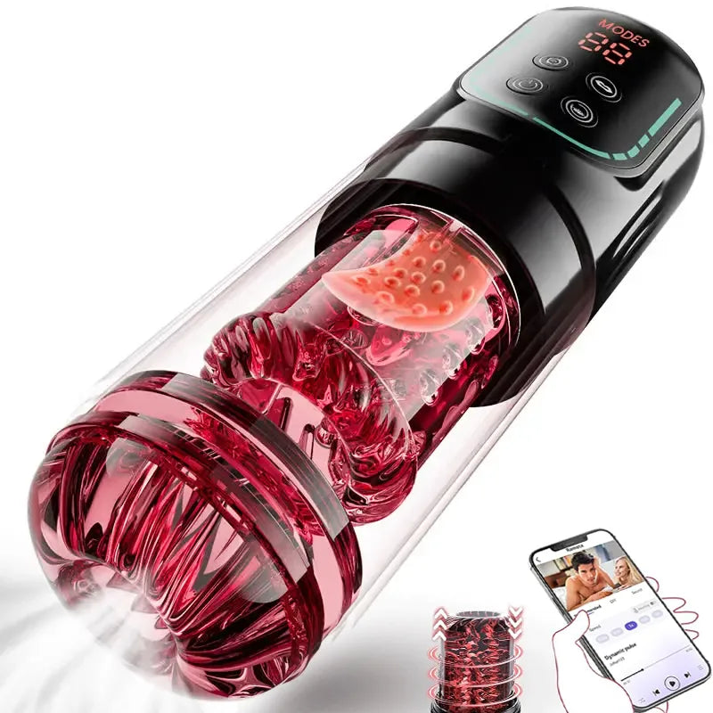 PR4Red - APP Waterproof Automatic Shower Blowjob Dick Jerking Machine