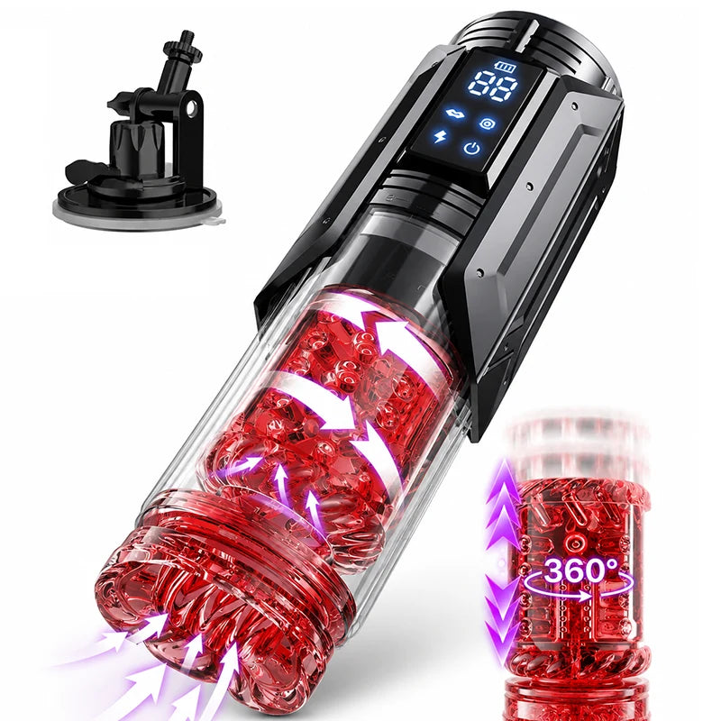 PT20Pro - App-Control Hands Free Blowjob Masturbator with Strong Thrusting Rotating Sucking Licking
