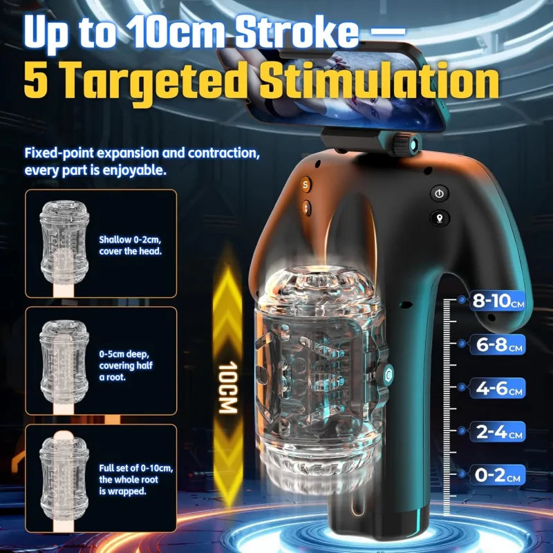 PT23 - Hands-Free Thrusting Male Masturbator with Phone Mount