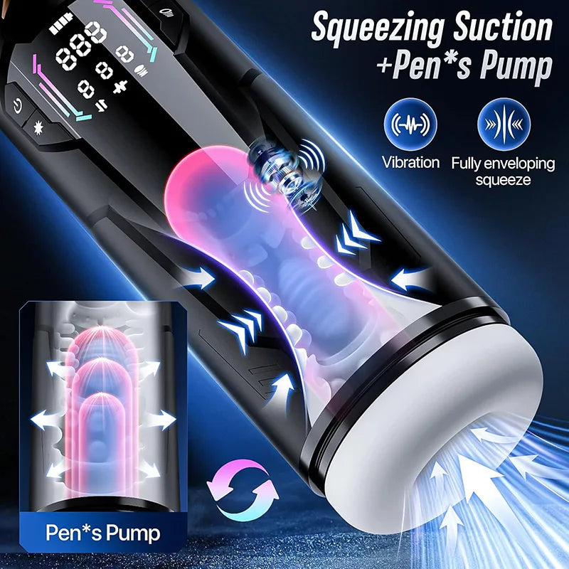 PT4 - Hands Free App Automatic Thrusting Stroker with 7 Sucking & Vibration Modes