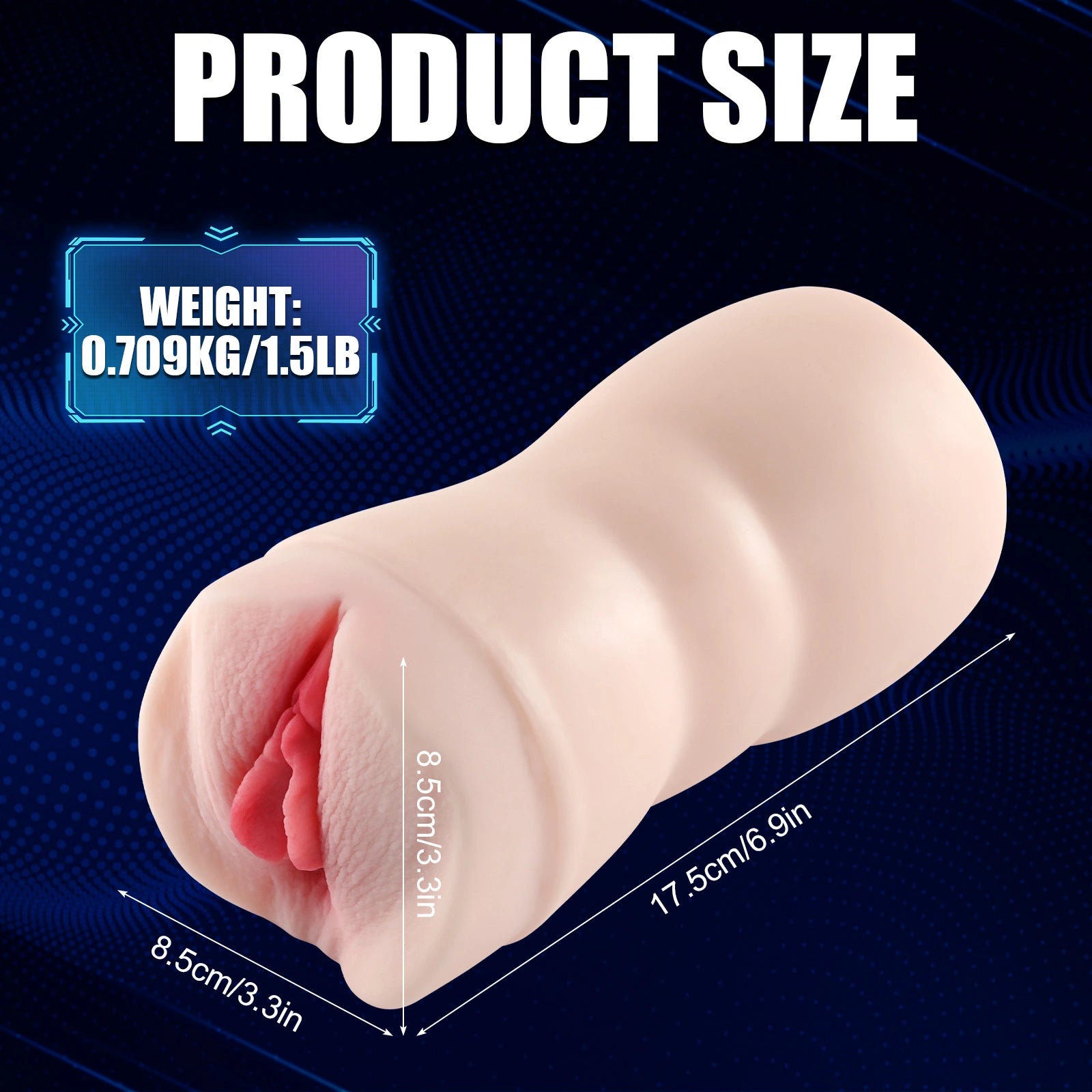 Orla - 1.5 lbs Realistic Fleshlight Sex Toy with 3 Speeds 7 Frequencies Vibration