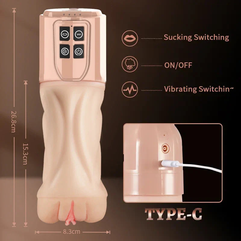 PV7 - Realistic Vibrator Pussy with 5 Suction 7 Vibration