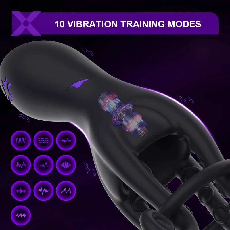 PG11 – 10 Vibration Modes Octopus Tentacle Glans Trainer Masturbator with Full-Wrap Stimulation