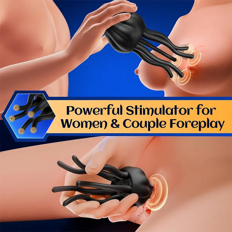 PG12 – Jellyfish-Style Glans Vibrator with 10 Vibration Modes & 360° Tentacle Stimulation
