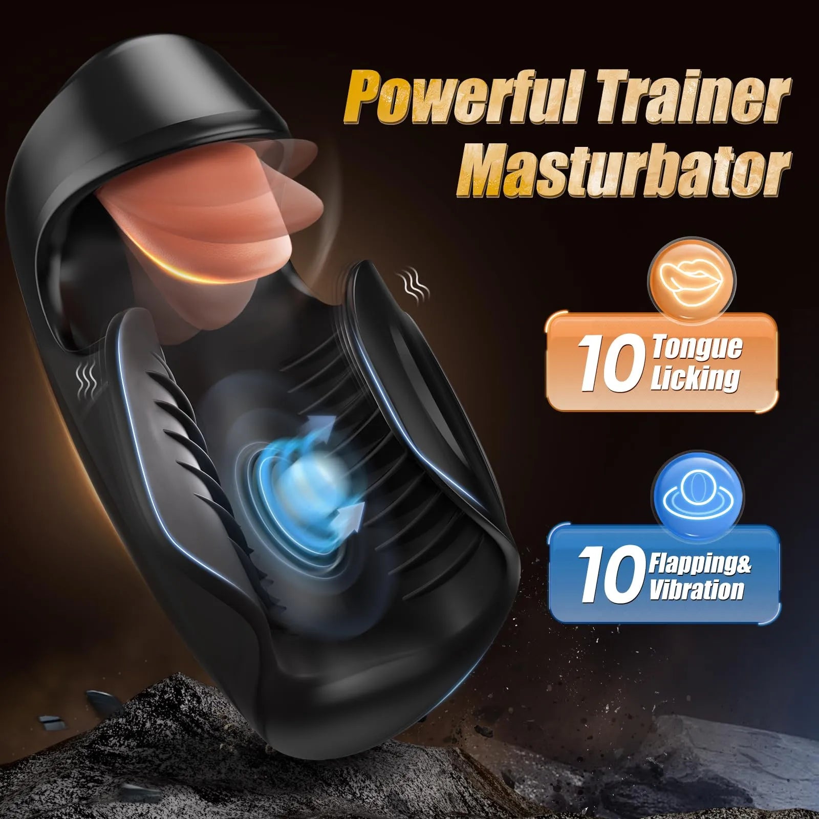 PG18 – 10 Vibration Modes Glans Trainer Masturbator with Licking, Tapping