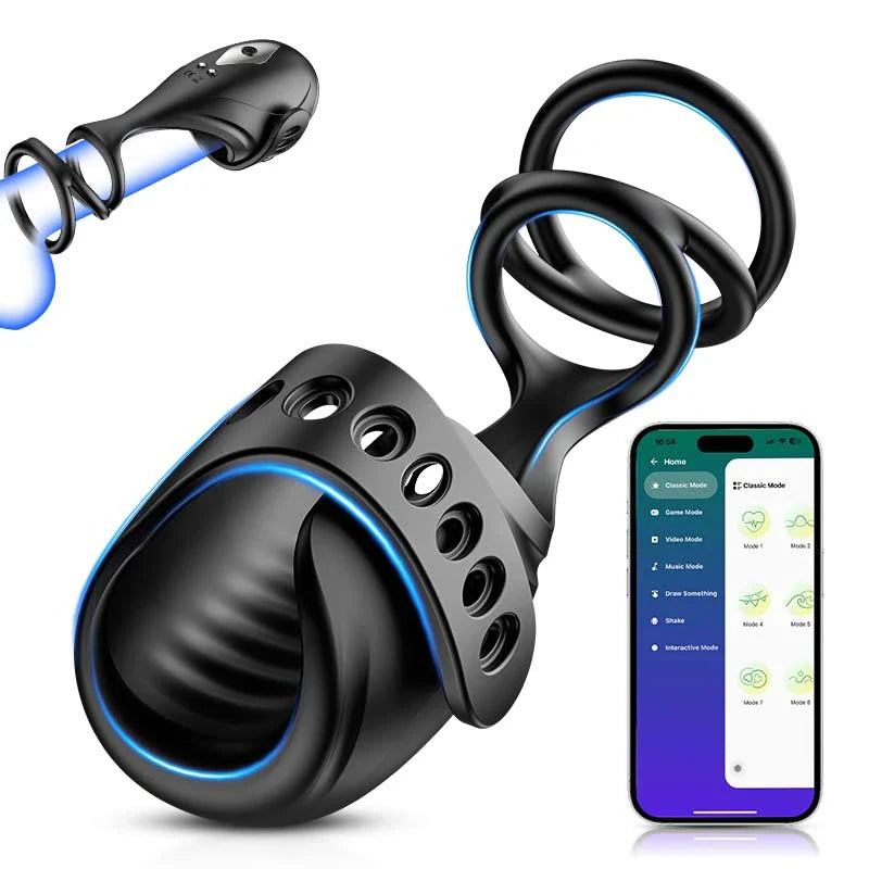 PG5 – App-Controlled 9 Vibration Modes Glans Trainer with Adjustable Buckle & Flexible Ring