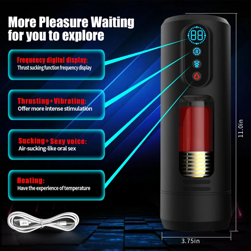 XS6Pro - 1.94 lbs Heated Male Stroker with 9 Frequency Telescopic Vibration Sucking