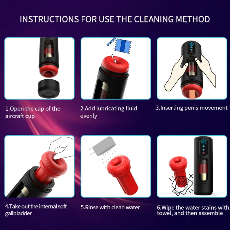 XS6Pro - 1.94 lbs Heated Male Stroker with 9 Frequency Telescopic Vibration Sucking