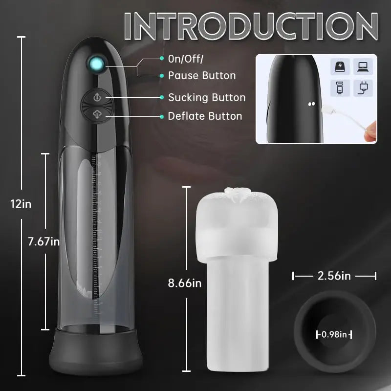 XP10S – Hydro Penis Pump with 3 Suction Modes, Waterproof Vacuum Trainer