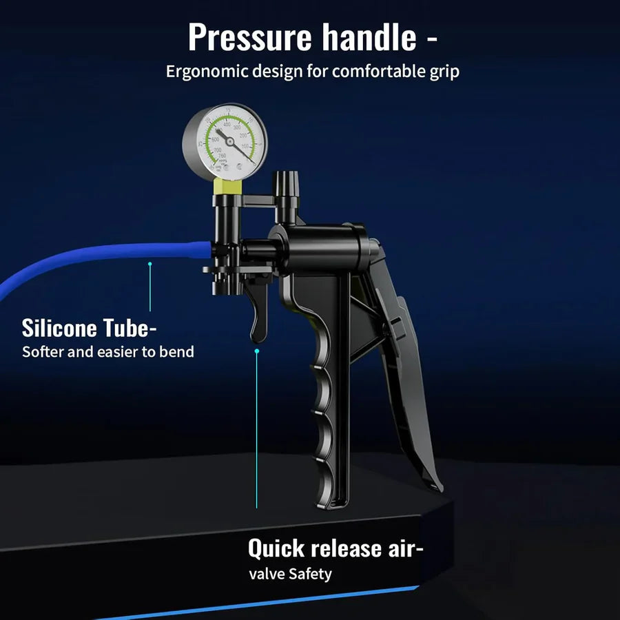 XP13S – Pistol-Grip Manual Penis Pump with Pressure Gauge & Quick-Release Valve