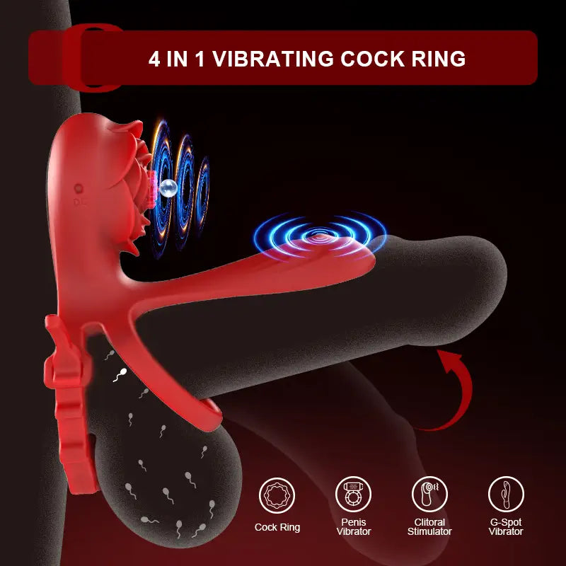 PH8 – Rose Vibrating Cock Ring with Dual Motors & Remote Control for Couples